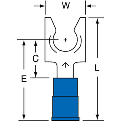 3M - 1/4" Stud, 16 to 14 AWG Compatible, Partially Insulated, Crimp Connection, Locking Fork Terminal - Exact Tool & Supply