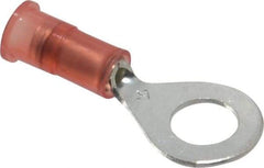 3M - 22-18 AWG Partially Insulated Crimp Connection Circular Ring Terminal - 1/4" Stud, Copper Contact - Exact Tool & Supply