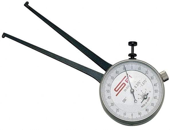 SPI - 50 to 75mm Inside Dial Caliper Gage - 0.025mm Graduation, 0.038mm Accuracy, 3-1/4" Leg Length, Ball Contact Points - Exact Tool & Supply