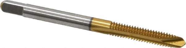 Kennametal - #8-32 UNC, 2 Flute, TiN Finish, High Speed Steel Spiral Point Tap - Plug Chamfer, Right Hand Thread, 2.13" OAL, 3/4" Thread Length, 0.168" Shank Diam, 3B Class of Fit - Exact Tool & Supply