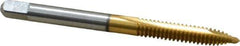 Kennametal - #10-24 UNC, 2 Flute, TiN Finish, High Speed Steel Spiral Point Tap - Plug Chamfer, Right Hand Thread, 2.38" OAL, 7/8" Thread Length, 0.194" Shank Diam, 2B/3B Class of Fit - Exact Tool & Supply