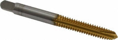 Kennametal - 1/4-20 UNC, 3 Flute, TiN Finish, High Speed Steel Spiral Point Tap - Plug Chamfer, Right Hand Thread, 2-1/2" OAL, 1" Thread Length, 0.255" Shank Diam, 2B Class of Fit - Exact Tool & Supply