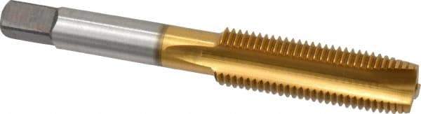 Kennametal - 7/16-20 UNF, 3 Flute, TiN Finish, High Speed Steel Spiral Point Tap - Plug Chamfer, Right Hand Thread, 3.16" OAL, 1-7/16" Thread Length, 0.323" Shank Diam - Exact Tool & Supply