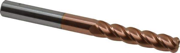 Accupro - 3/8", 4 Flute, Single End, Solid Carbide, 1/8" Corner Radius End Mill - 4" OAL, 40° Helix, Right Hand Flute, 1-3/4" LOC, Right Hand Cut - Exact Tool & Supply