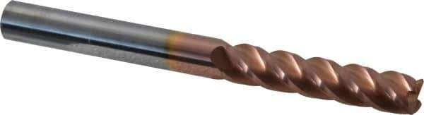 Accupro - 3/8", 4 Flute, Single End, Solid Carbide, 0.03" Corner Radius End Mill - 4" OAL, 40° Helix, Right Hand Flute, 1-3/4" LOC, Right Hand Cut - Exact Tool & Supply