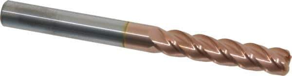 Accupro - 3/8", 4 Flute, Single End, Solid Carbide, 0.06" Corner Radius End Mill - 4" OAL, 40° Helix, Right Hand Flute, 1-3/4" LOC, Right Hand Cut - Exact Tool & Supply