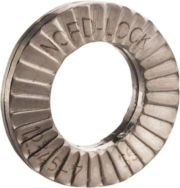 Nord-Lock - #10, 0.434" OD, Uncoated, Stainless Steel Wedge Lock Washer - Grade 316L, 0.206 to 0.214" ID - Exact Tool & Supply