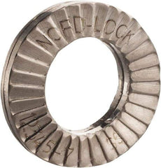 Nord-Lock - #10, 0.434" OD, Uncoated, Stainless Steel Wedge Lock Washer - Grade 316L, 0.206 to 0.214" ID - Exact Tool & Supply
