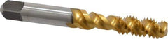Kennametal - 5/16-18 UNC 3 Flute 3B Bottoming Spiral Flute Tap - Vanadium High Speed Steel, TiN Finish, 2.72" OAL, Right Hand Flute, Right Hand Thread, H3 - Exact Tool & Supply