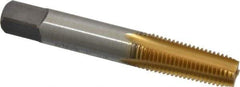 Kennametal - 1/16-27 NPT Thread, 4 Flute Standard Pipe Tap - 2.13" OAL, 11/16" Thread Length, 5/16" Shank Diam, TiN Finish, High Speed Steel - Exact Tool & Supply