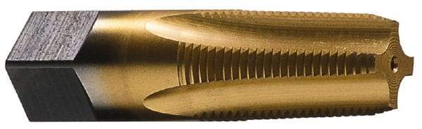 Cleveland - 1 - 11-1/2 NPTF Thread, 5 Flute Standard Pipe Tap - 3-3/4" OAL, 1-3/4" Thread Length, 1-1/8" Shank Diam, TiN Finish, High Speed Steel - Exact Tool & Supply