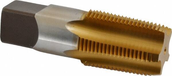 Kennametal - 1 - 11-1/2 NPT Thread, 5 Flute Standard Pipe Tap - 3-3/4" OAL, 1-3/4" Thread Length, 1-1/8" Shank Diam, TiN Finish, High Speed Steel - Exact Tool & Supply