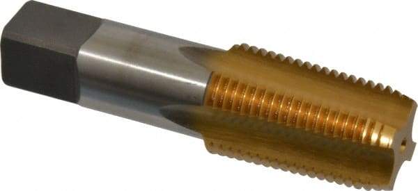 Kennametal - 1/2-14 NPTF Thread, 4 Flute Standard Pipe Tap - 3.13" OAL, 1.656" Thread Length, 11/16" Shank Diam, TiN Finish, High Speed Steel - Exact Tool & Supply