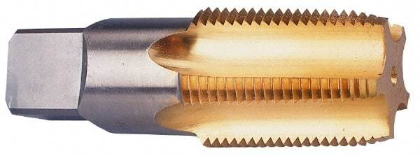 Cleveland - 1/8-27 NPT Thread, 4 Flute Standard Pipe Tap - 2-1/8" OAL, TiN Finish, High Speed Steel - Exact Tool & Supply