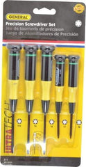 General - 5 Piece T6 to T10 Micro Handle Torx Driver Set - T6, T7, T8, T9, T10 - Exact Tool & Supply