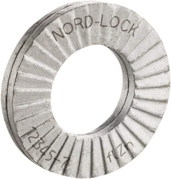 Nord-Lock - #10, 0.434" OD, Zinc Flake, Steel Wedge Lock Washer - Grade 2, 0.206 to 0.214" ID - Exact Tool & Supply