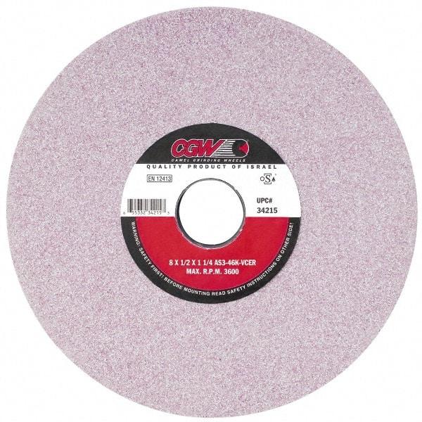 Camel Grinding Wheels - 14" Diam x 5" Hole x 1-1/2" Thick, H Hardness, 46 Grit Surface Grinding Wheel - Ceramic, Type 1, Coarse Grade, 1,910 Max RPM, Vitrified Bond, No Recess - Exact Tool & Supply