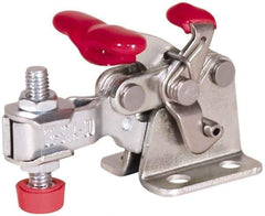 De-Sta-Co - 150 Lb Holding Capacity, Horizontal Handle, Manual Hold Down Toggle Clamp - 170° Handle Movement, 90° Bar Opening, U-Bar, Flanged Base, Electro-Plated Zinc, Carbon Steel - Exact Tool & Supply