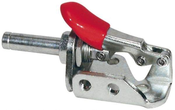 De-Sta-Co - 150 Lb Load Capacity, Flanged Base, Stainless Steel, Standard Straight Line Action Clamp - 3 Mounting Holes, 0.19" Mounting Hole Diam, 0.28" Plunger Diam, Thumb Handle - Exact Tool & Supply
