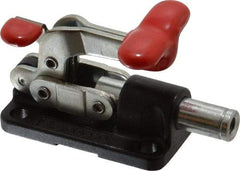 De-Sta-Co - 560 Lb Load Capacity, Flanged Base, Carbon Steel, Standard Straight Line Action Clamp - 4 Mounting Holes, 0.22" Mounting Hole Diam, 0.39" Plunger Diam, T-Handle Handle - Exact Tool & Supply