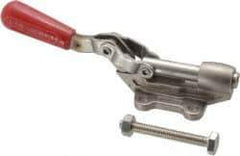 De-Sta-Co - 840 Lb Load Capacity, Flanged Base, Stainless Steel, Standard Straight Line Action Clamp - 4 Mounting Holes, 0.27" Mounting Hole Diam, 0.44" Plunger Diam, Straight Handle - Exact Tool & Supply