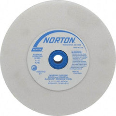 Norton - 60 Grit Aluminum Oxide Bench & Pedestal Grinding Wheel - 6" Diam x 1" Hole x 1" Thick, 4140 Max RPM, J Hardness, Medium Grade , Vitrified Bond - Exact Tool & Supply