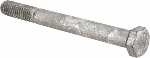 Value Collection - 3/8-16 UNC, 3-3/4" Length Under Head Hex Head Cap Screw - Partially Threaded, Grade 5 Steel, Hot Dipped Galvanized Finish, 9/16" Hex - Exact Tool & Supply