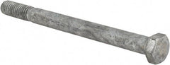 Value Collection - 3/8-16 UNC, 4-1/2" Length Under Head Hex Head Cap Screw - Partially Threaded, Grade 5 Steel, Hot Dipped Galvanized Finish, 9/16" Hex - Exact Tool & Supply