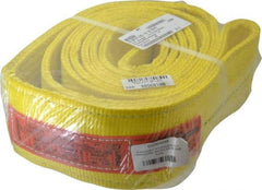 Lift-All - 6' Long x 4" Wide, 20,700 Lb Vertical Capacity, 2 Ply, Polyester Web Sling - 16,500 Lb Choker Capacity, Yellow - Exact Tool & Supply