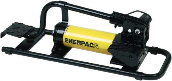 Enerpac - 2 Stage, 1" Piston Diam, 3/8 NPTF, 0.687 & 0.151 Cu In Per Stroke, Manual Hydraulic Pump - 38 Cu In Reservoir, 1" Piston Stroke, 200 psi First Stage, 10,000 psi Second Stage - Exact Tool & Supply