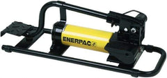 Enerpac - 2 Stage, 1" Piston Diam, 3/8 NPTF, 0.687 & 0.151 Cu In Per Stroke, Manual Hydraulic Pump - 38 Cu In Reservoir, 1" Piston Stroke, 200 psi First Stage, 10,000 psi Second Stage - Exact Tool & Supply