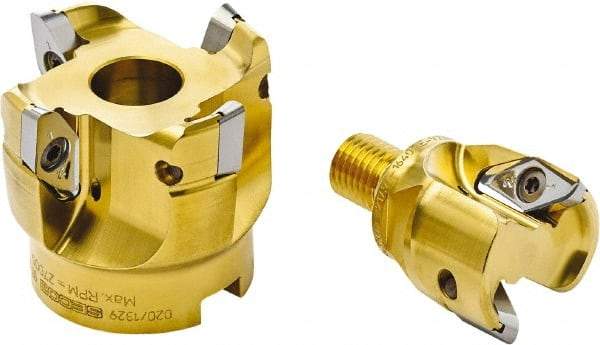 Seco - 63mm Cut Diam, 10mm Max Depth, 27mm Arbor Hole, 3 Inserts, VPGX 2206 Insert Style, Indexable Copy Face Mill - 27,000 Max RPM, 57mm High, Through Coolant - Exact Tool & Supply