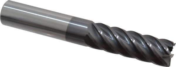 Accupro - 3/4", 2-1/4" LOC, 3/4" Shank Diam, 5" OAL, 6 Flute, Solid Carbide Square End Mill - Single End, AlTiN Finish, Spiral Flute, 40° Helix, Centercutting, Right Hand Cut, Right Hand Flute - Exact Tool & Supply