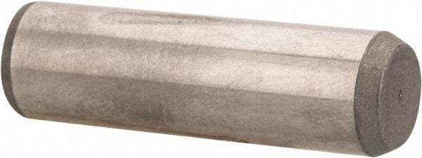 Made in USA - 3/8" Diam x 1-1/4" Pin Length 416 Stainless Steel Precision Dowel Pin - Passivated Finish, C 36-42 Hardness, 2 Beveled End - Exact Tool & Supply