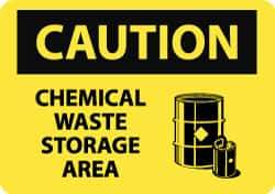 NMC - "Caution - Chemical Waste Storage Area", 10" Long x 14" Wide, Rigid Plastic Safety Sign - Rectangle, 0.05" Thick, Use for Hazardous Materials - Exact Tool & Supply