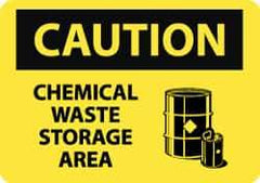 NMC - "Caution - Chemical Waste Storage Area", 10" Long x 14" Wide, Rigid Plastic Safety Sign - Rectangle, 0.05" Thick, Use for Hazardous Materials - Exact Tool & Supply