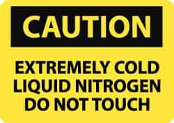 NMC - "Caution - Extremely Cold Liquid Nitrogen - Do Not Touch", 10" Long x 14" Wide, Rigid Plastic Safety Sign - Rectangle, 0.05" Thick, Use for Hazardous Materials - Exact Tool & Supply