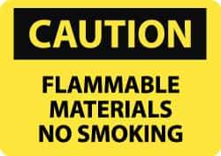 NMC - "Caution - Flammable Materials - No Smoking", 10" Long x 14" Wide, Rigid Plastic Safety Sign - Rectangle, 0.05" Thick, Use for Hazardous Materials - Exact Tool & Supply