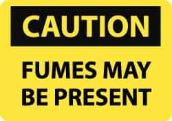 NMC - "Caution - Fumes May Be Present", 10" Long x 14" Wide, Rigid Plastic Safety Sign - Rectangle, 0.05" Thick, Use for Hazardous Materials - Exact Tool & Supply