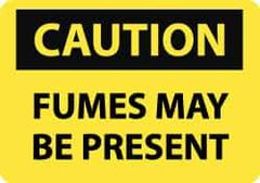 NMC - "Caution - Fumes May Be Present", 10" Long x 14" Wide, Rigid Plastic Safety Sign - Rectangle, 0.05" Thick, Use for Hazardous Materials - Exact Tool & Supply
