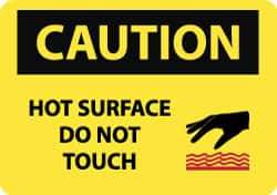 NMC - "Caution - Hot Surface - Do Not Touch", 10" Long x 14" Wide, Rigid Plastic Safety Sign - Rectangle, 0.05" Thick, Use for Hazardous Materials - Exact Tool & Supply