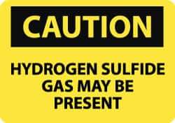 NMC - "Caution - Hydrogen Sulfide Gas May Be Present", 10" Long x 14" Wide, Rigid Plastic Safety Sign - Rectangle, 0.05" Thick, Use for Hazardous Materials - Exact Tool & Supply