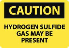 NMC - "Caution - Hydrogen Sulfide Gas May Be Present", 10" Long x 14" Wide, Rigid Plastic Safety Sign - Rectangle, 0.05" Thick, Use for Hazardous Materials - Exact Tool & Supply