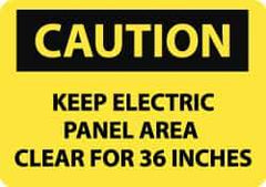 NMC - "Caution - Keep Electric Panel Area Clear for 36 Inches", 10" Long x 14" Wide, Rigid Plastic Safety Sign - Rectangle, 0.05" Thick, Use for Accident Prevention - Exact Tool & Supply