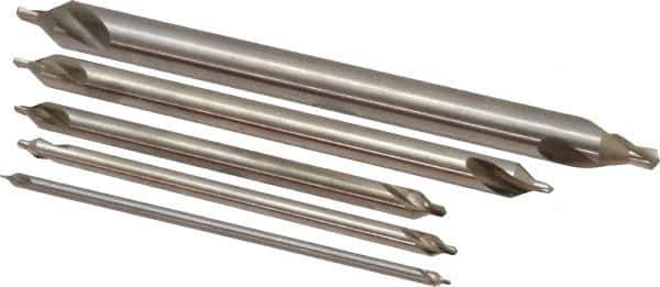 Keo - 5 Piece, #1 to 5, Plain Edge, High Speed Steel Combo Drill & Countersink Set - 60° Incl Angle - Exact Tool & Supply