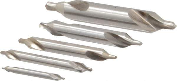 Keo - 5 Piece, #1 to 5, Plain Edge, Cobalt Combo Drill & Countersink Set - 60° Incl Angle - Exact Tool & Supply
