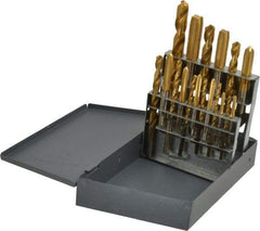 Hertel - #21 Drill, I to Q Drill, #6-40 to 1/2-20 Tap, Hand Tap and Drill Set - TiN Finish High Speed Steel Drills, High Speed Steel Taps, Plug Chamfer, 18 Piece Set - Exact Tool & Supply
