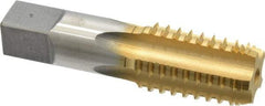 Hertel - 1/2-14 NPT, 5 Flutes, TiN Coated, High Speed Steel, Interrupted Thread Pipe Tap - Regular Hook - Exact Tool & Supply