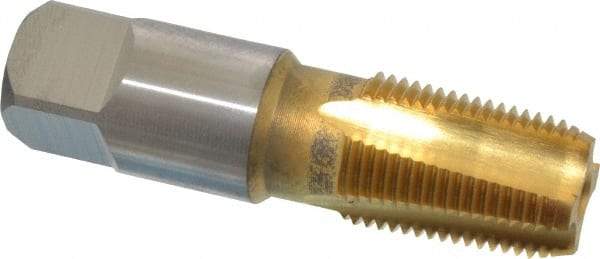Hertel - 3/8-18 NPTF Thread, 4 Flute Standard Pipe Tap - 2-9/16" OAL, TiN Finish, High Speed Steel - Exact Tool & Supply