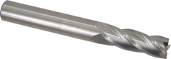 Hertel - 3/8", 1-1/8" LOC, 3/8" Shank Diam, 3" OAL, 4 Flute, Solid Carbide Square End Mill - Single End, Uncoated, Spiral Flute, 30° Helix, Centercutting, Right Hand Cut, Right Hand Flute - Exact Tool & Supply